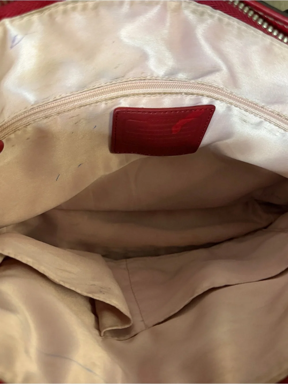 Coach Red Leather Tote with Signature Detail